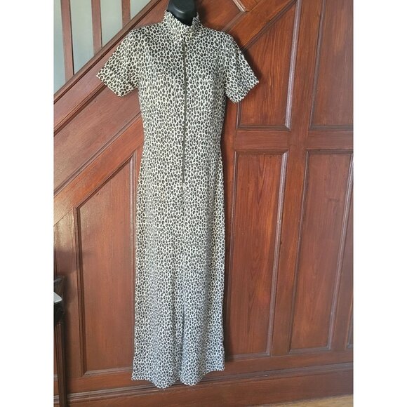 Wild Fable Leopard Print Pantsuit XS Short Sleeve Zipper Closure Polyester Women - Picture 1 of 4